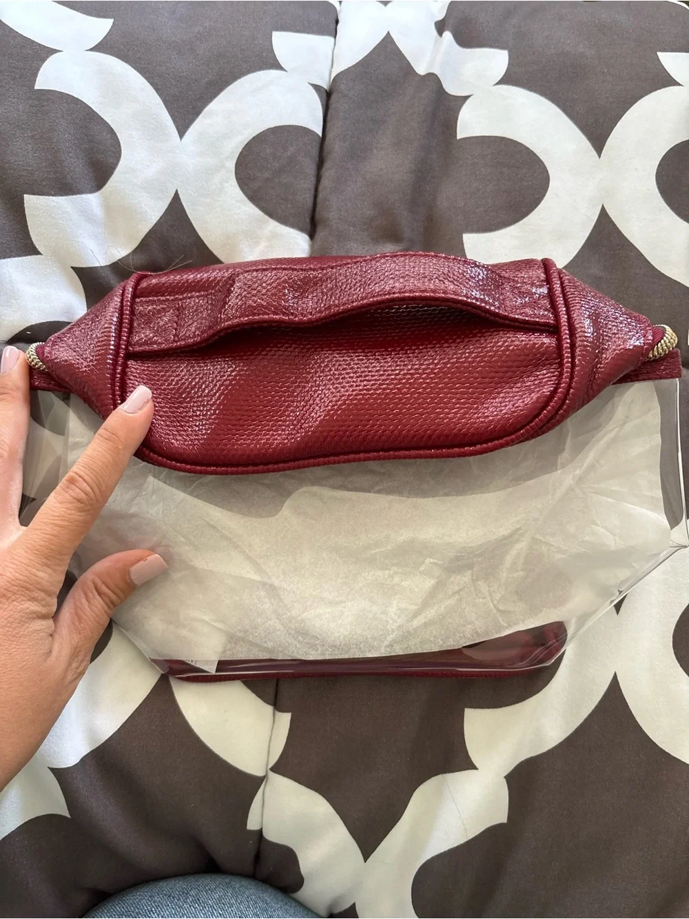 Lancome Clear & Red Makeup Bag Rose Zipper Brand New